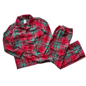 Holiday Plaid Kids Pajamas - Red and Green